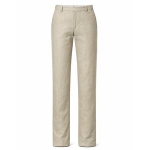 Bespoke StudioSuits Trousers Men 33x31 Beige Linen Handcrafted Flat Front